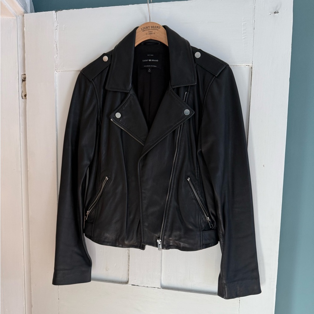 Lucky Brand Black Leather Jacket Size Small